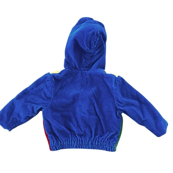 Vintage 80s 90s Adorable 100% Cotton Corduroy Colour-block Jacket Child 6Months - Picture 2 of 8